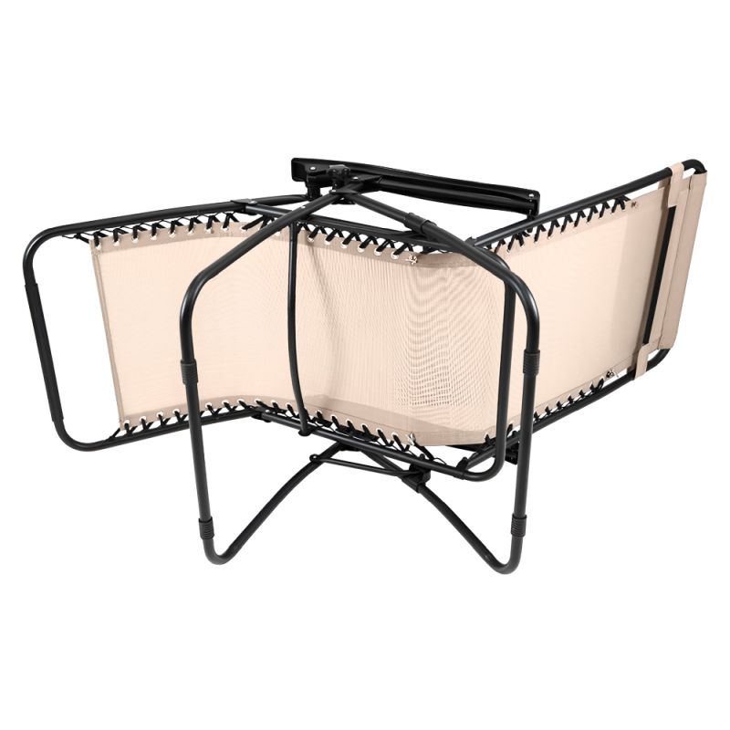 Záhradné, polohovacie kreslo, látka béžová, kov čierny, GERALD NEW