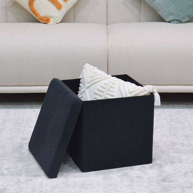 Taburet, 38cm, úložný priestor, čierna látka, TAB-471 BK6