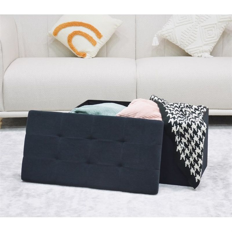 Taburet, 77cm, úložný priestor, látka čierna, TAB-472 BK6