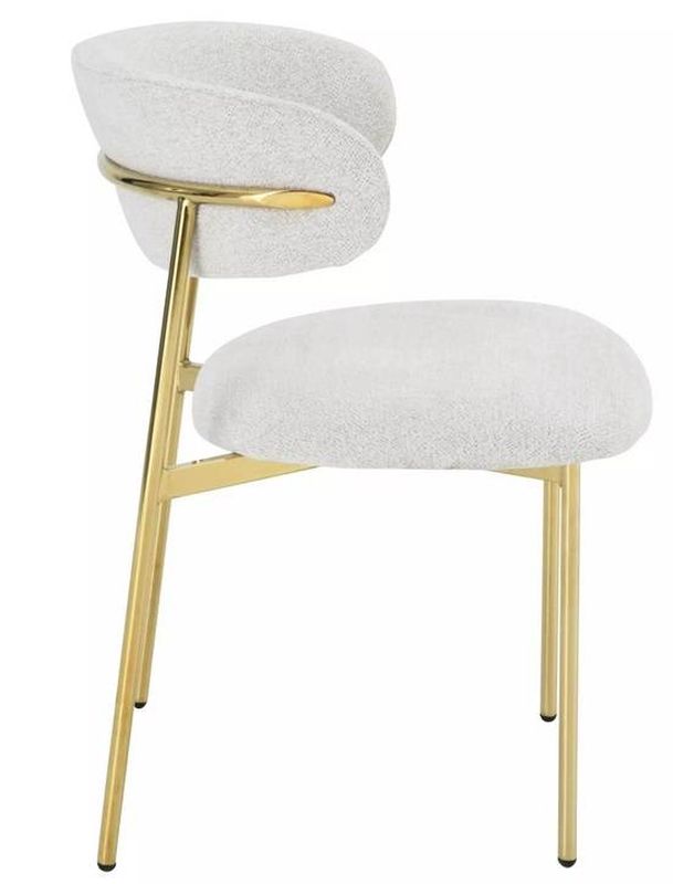 Jedálenská stolička, svetlobéžová látka, nohy gold chróm zlatý, ELTON RAVEN