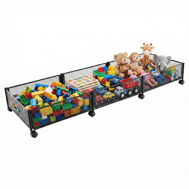 Organizér pod posteľ, 120cm, s kolieskami, čierny, TOMKO TYP 2