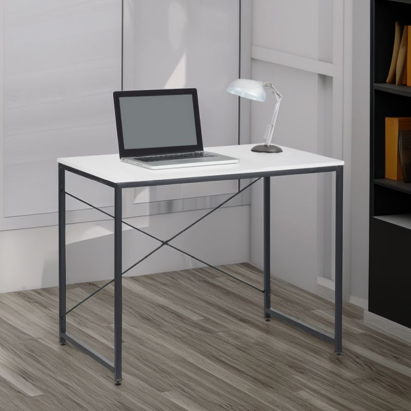 Písací stôl, 90x60cm, biely, čierny, MELLORA