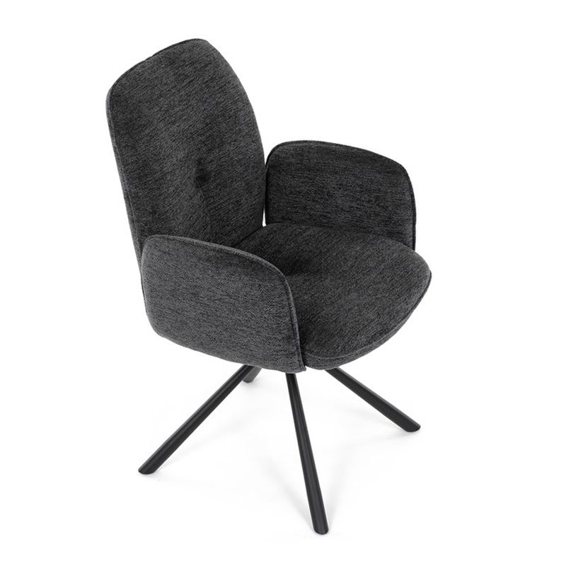 Jedálenská stolička, otočná, čierna, látka, DCH-D1330 BK2