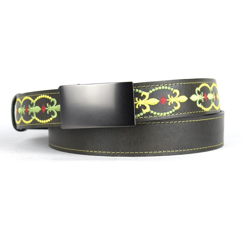 Kožený opasok s výšivkou, pracka s brzdou, 151cm, Limitovaná edícia 14