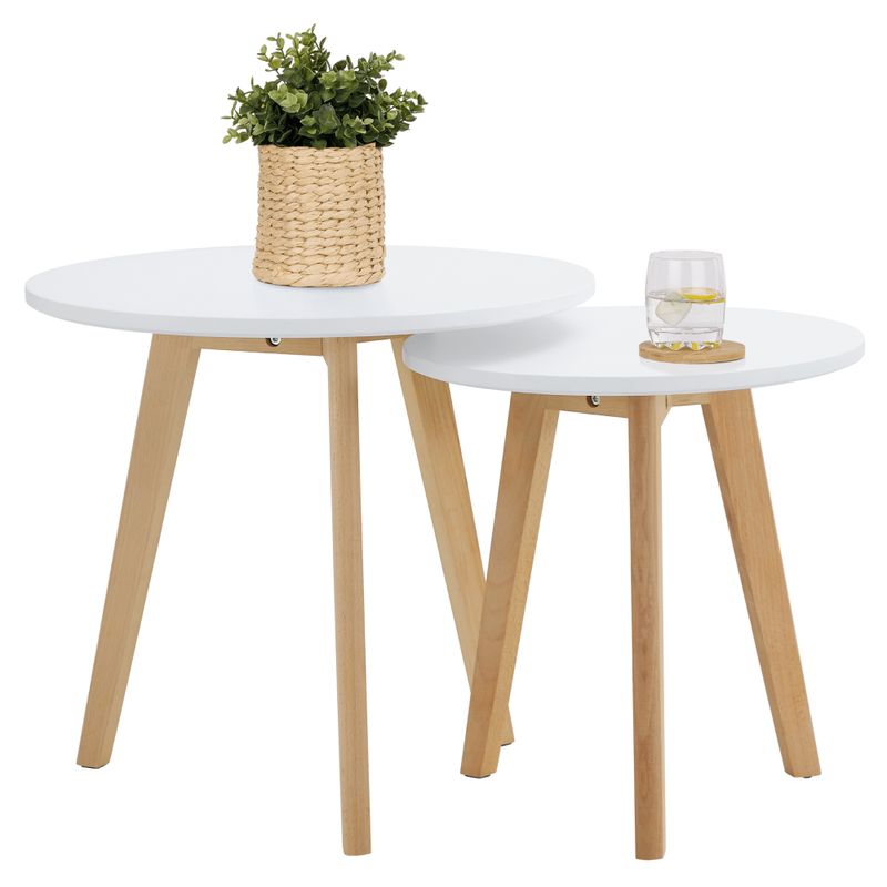 Sada 2 konferenčných stolíkov, 50x50cm, biely, buk, MALTO 2 NEW