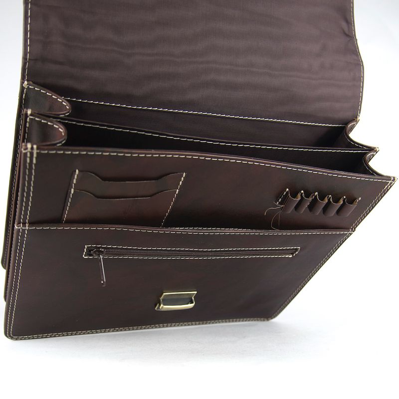 Kožená aktovka č.7897, ručne tamponovaná v tmavo hnedej farbe