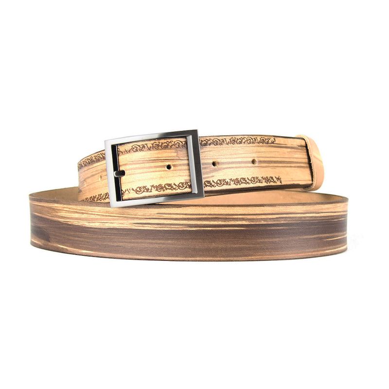 Maľovaný a gravírovaný kožený opasok - Ornament, 137cm, Limitovaná edícia 01