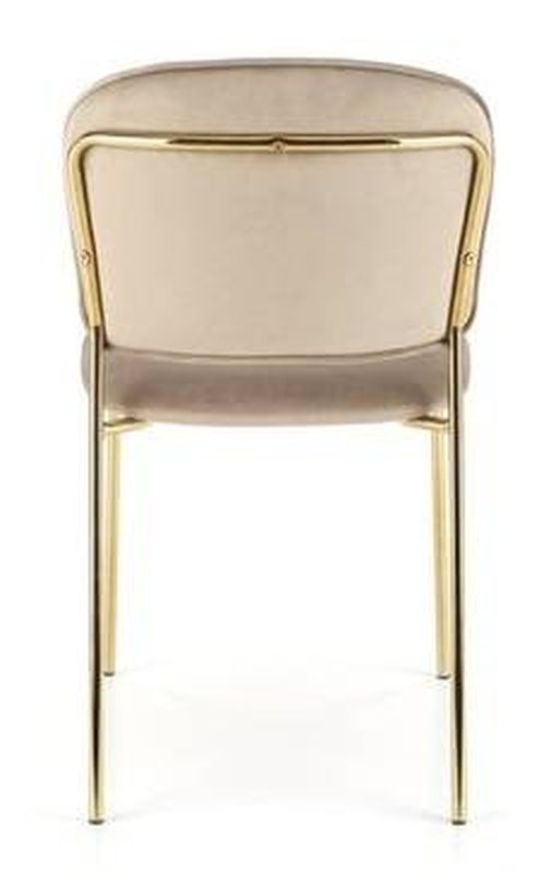 Jedálenská stolička, béžová látka, nohy gold chróm zlatý, K-499