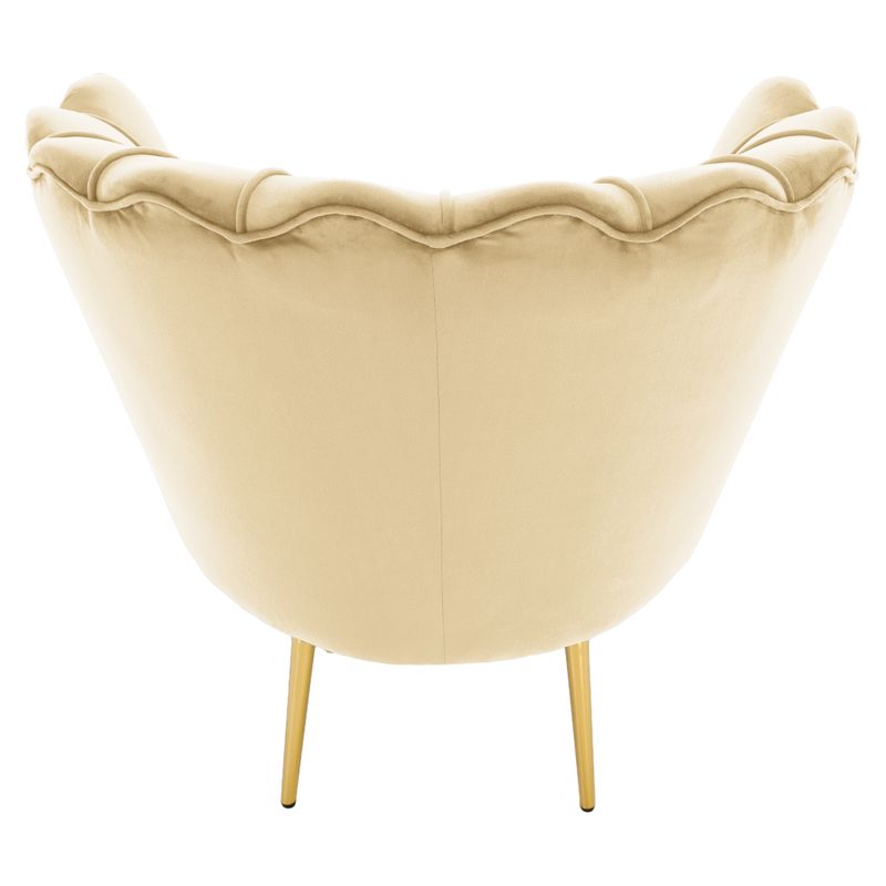 Kreslo Art-deco, béžová Velvet látka, kov gold chróm zlatý, NOBLEO