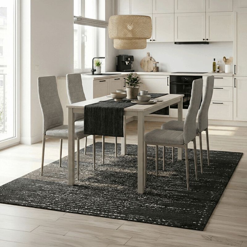 Jedálenský set 1+4, 110x70cm, MDF, travertín, látka krémová, ASE-1039 CRM2