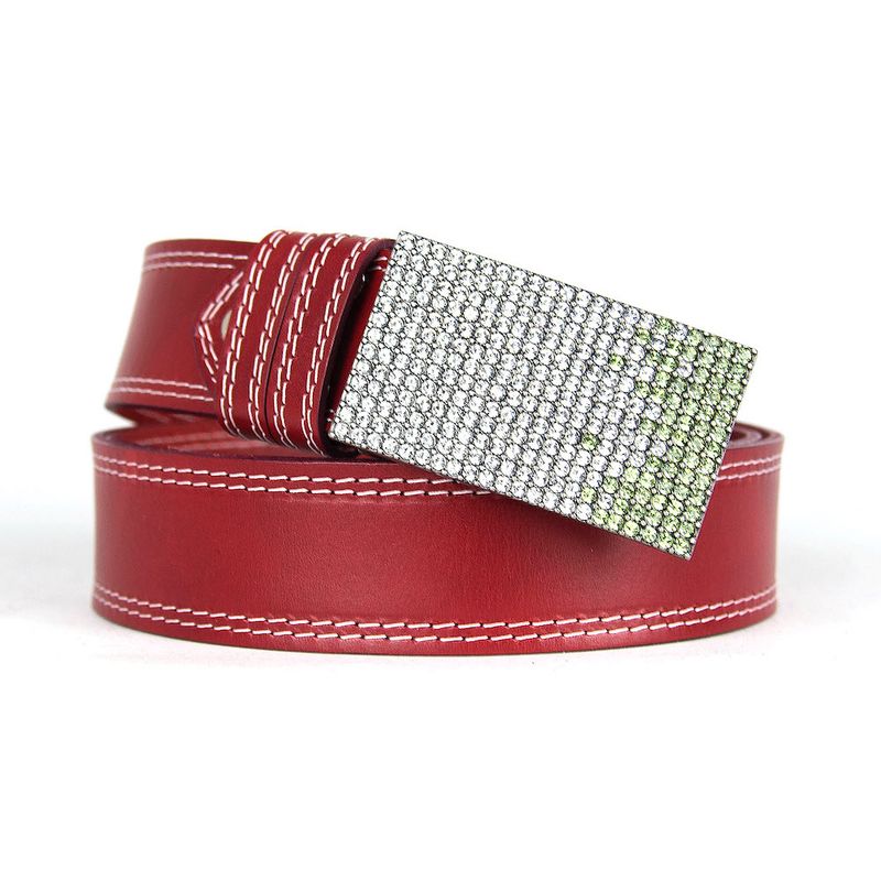 Unikátny bordový opasok z pravej kože SWAROVSKI GREEN, Ručná výroba na Slovensku