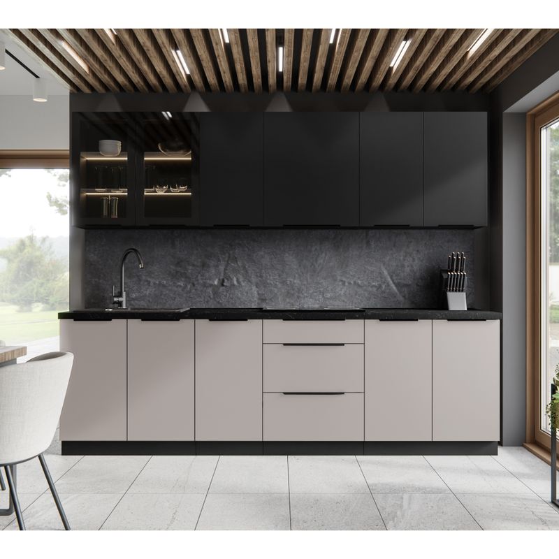 Skrinka na rúru, 60cm, cashmere, čierna, ARAKA 60 DP-210 2F