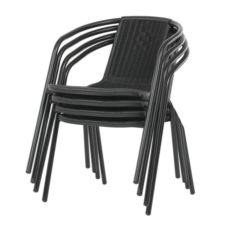 Záhradná stolička, kov, plast, čierna, AZC-H1001 BK