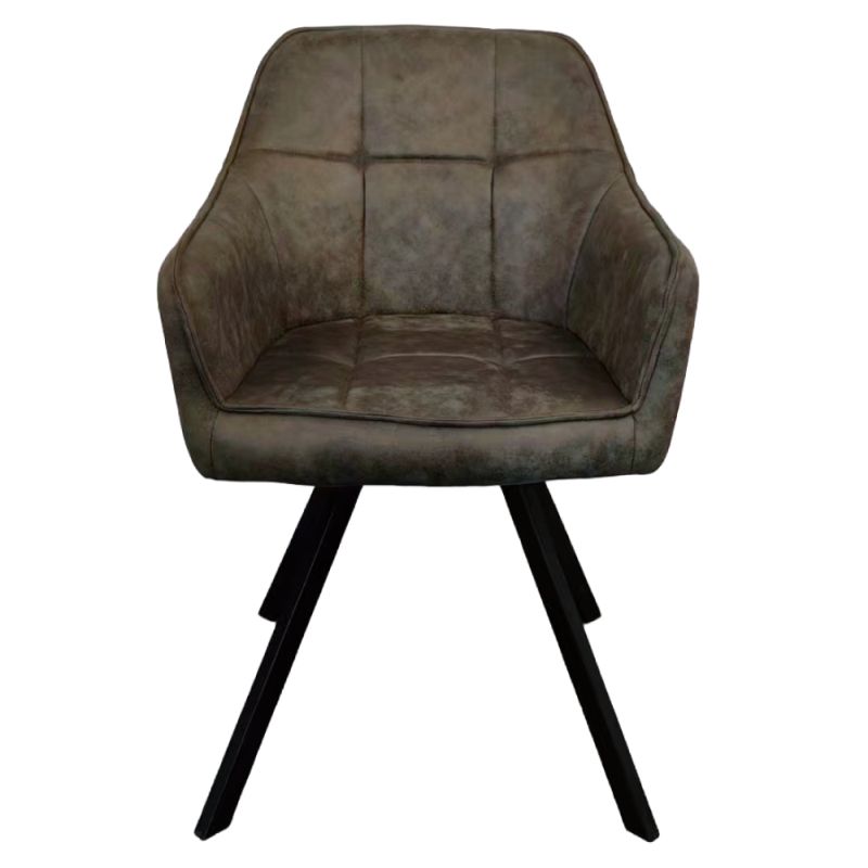 Otočné jedálenské kreslo, zelená látka, kov čierny, SAMANTA