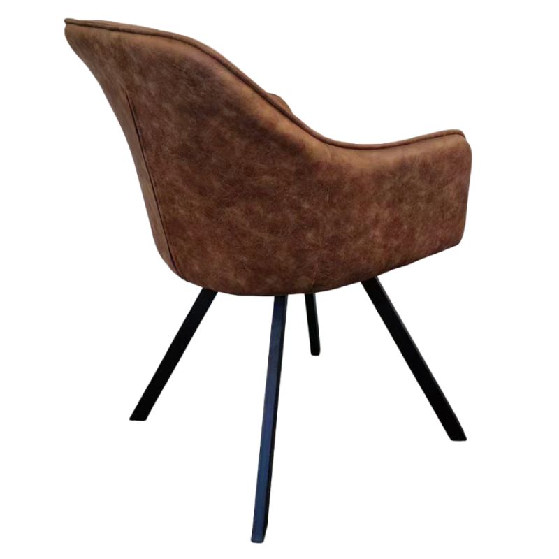 Otočné jedálenské kreslo, tmavohnedá látka, kov čierny, SAMANTA