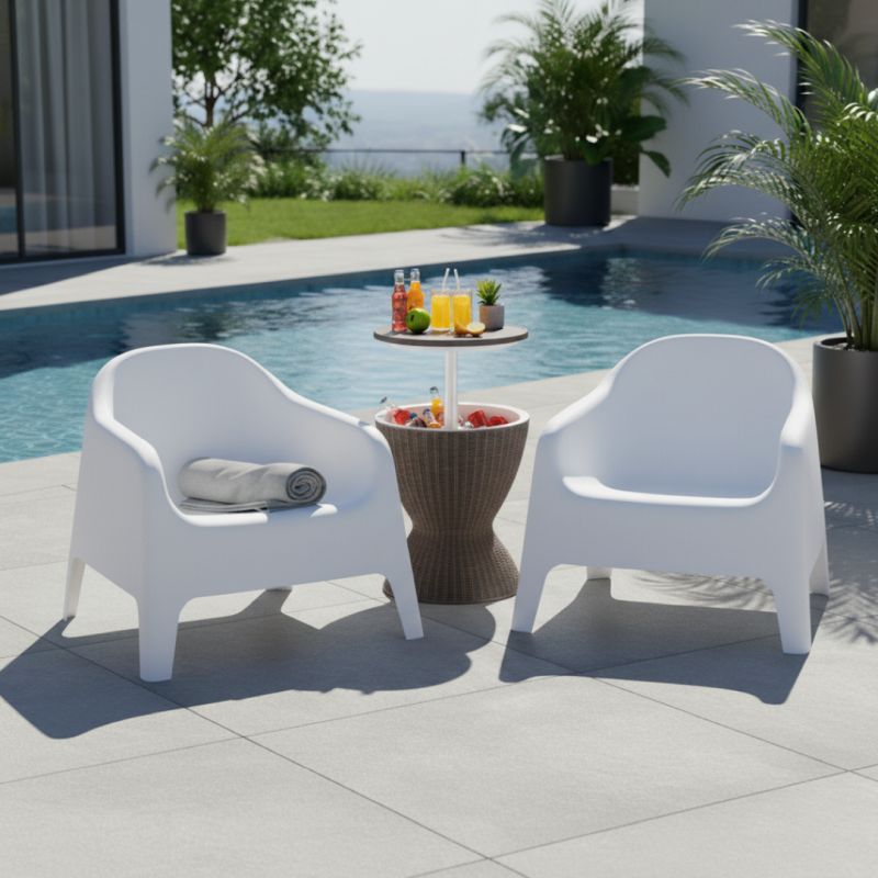 Záhradné stohovateľné kreslo, biely plast, SOKRA NEW