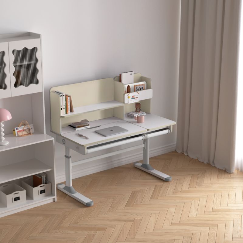 Rastúci písací stôl, 120x60cm, natural, biely, LEDIN