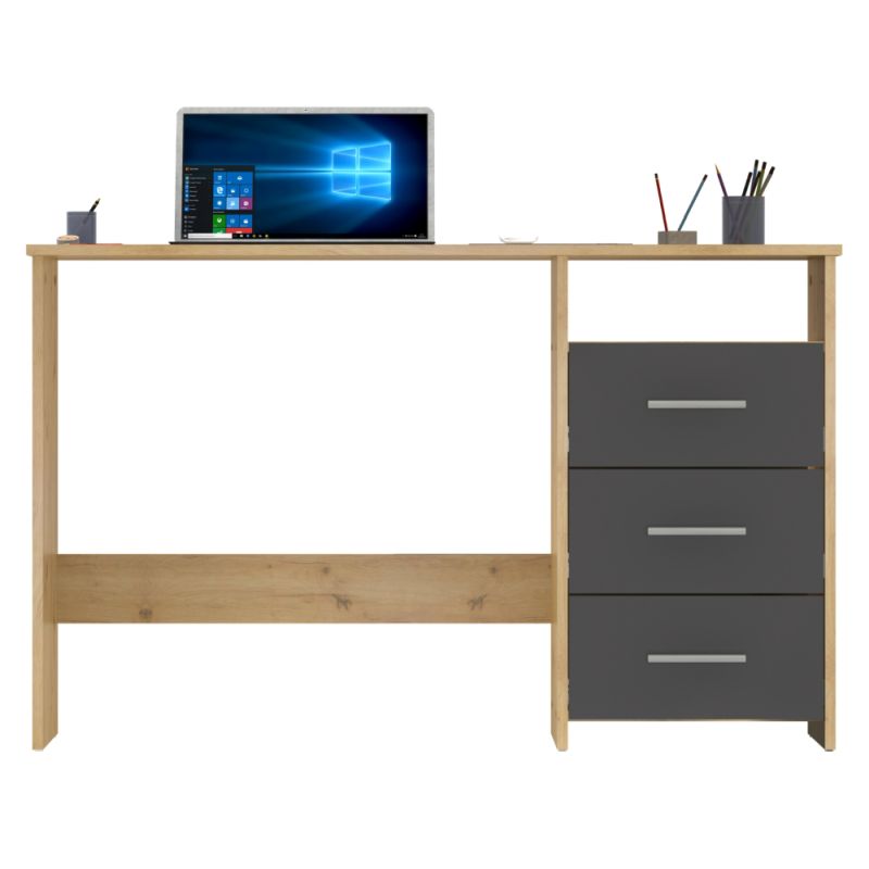 PC stôl, 123x50cm, dub artisan, grafit, LARISTOTE NEW