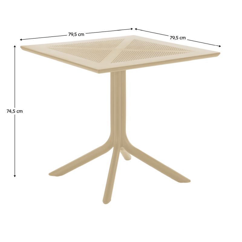 Záhradný stôl, 79,5x79,5cm, sivohnedá Taupe plast, DENTON NEW