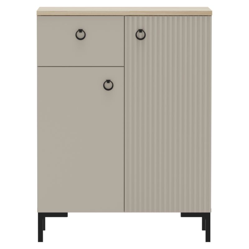 Komoda, 70cm, sivohnedá Taupe, dub silverjack, kombinovaná, DOMCA 2D1S