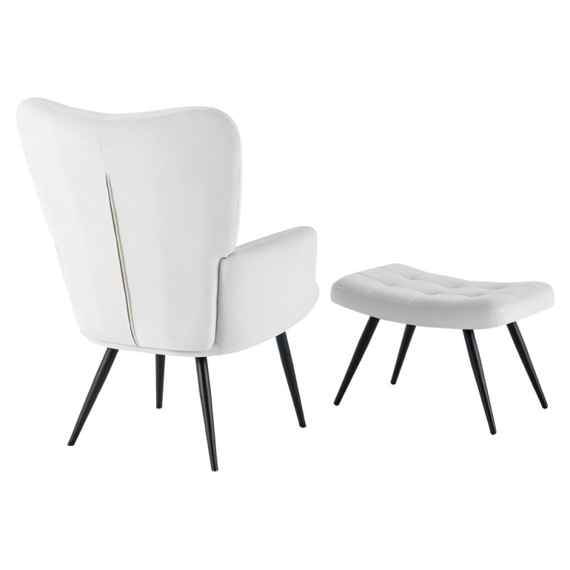 Kreslo s podnožou, čierny kov, svetlosivá látka, HABEN