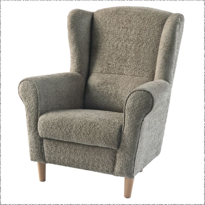 Kreslo, ušiak, sivobéžová Taupe látka Coral, CHARLOT