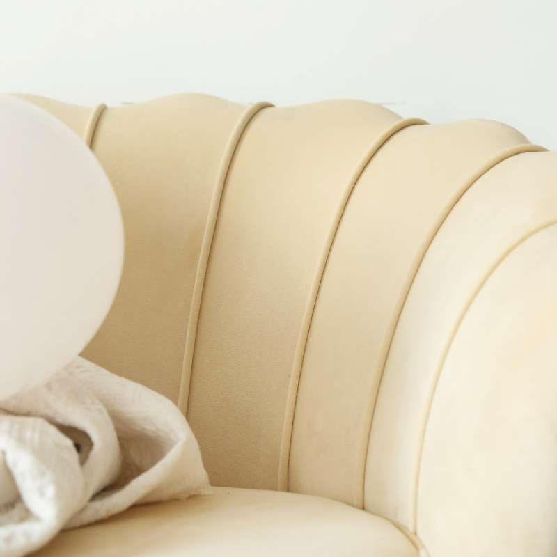 Luxusná pohovka, 3-sed, béžová Velvet látka, zlatá, NOBLEO TYP 2