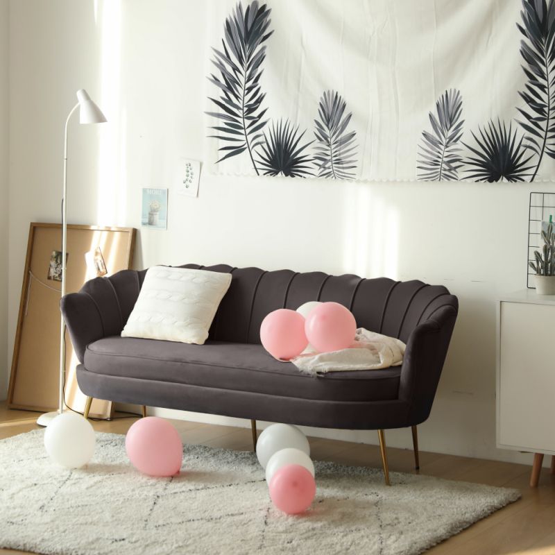 Luxusná pohovka, 3-sed, sivohnedá Velvet látka, zlatá, NOBLEO TYP 2