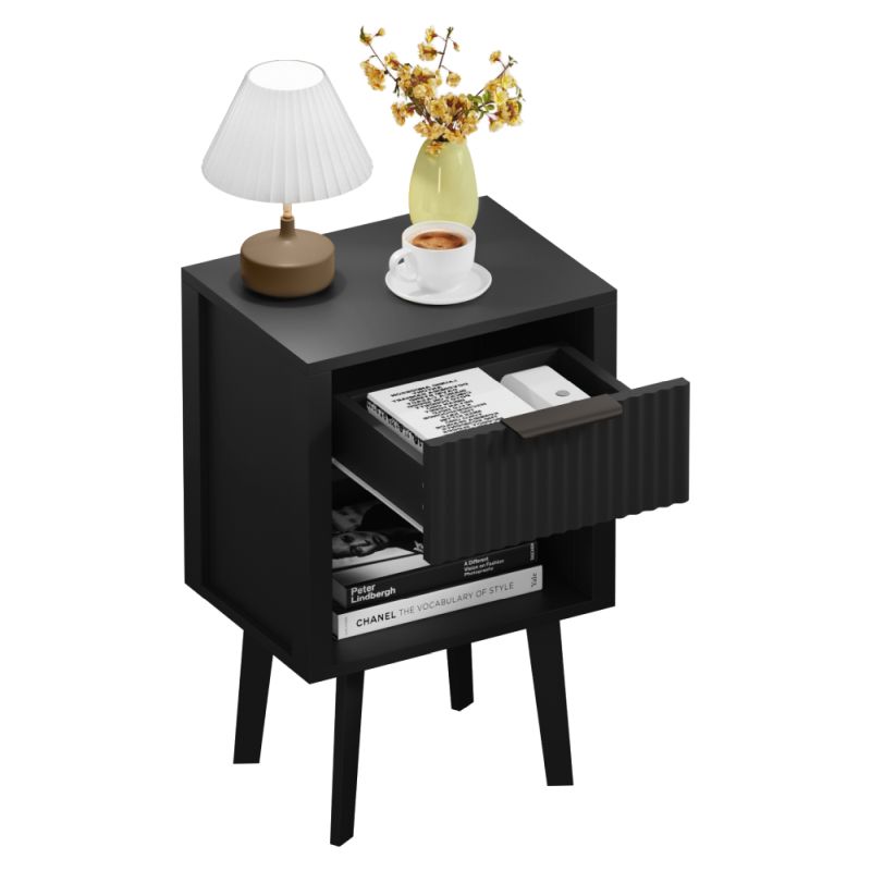 Nočný stolík, 39cm, čierny, TOBI