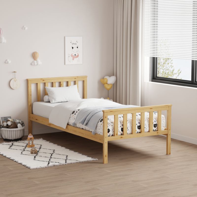 Posteľ, 90x200, s roštom, prírodná, ANATRA