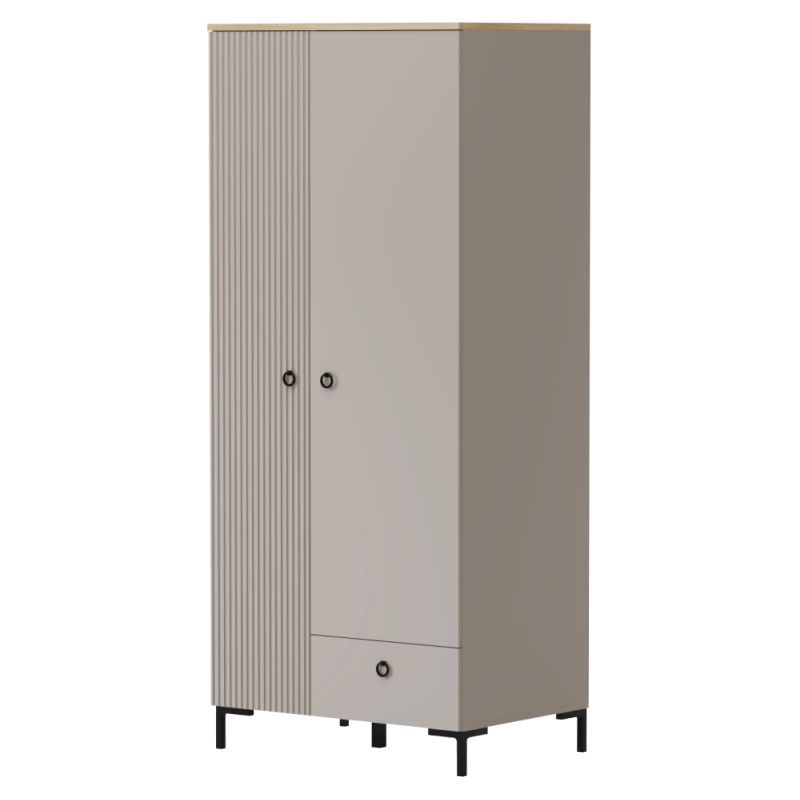 Skriňa, 86cm, kombinovaná, sivohnedá Taupe, dub silverjack, DOMCA 2D1S