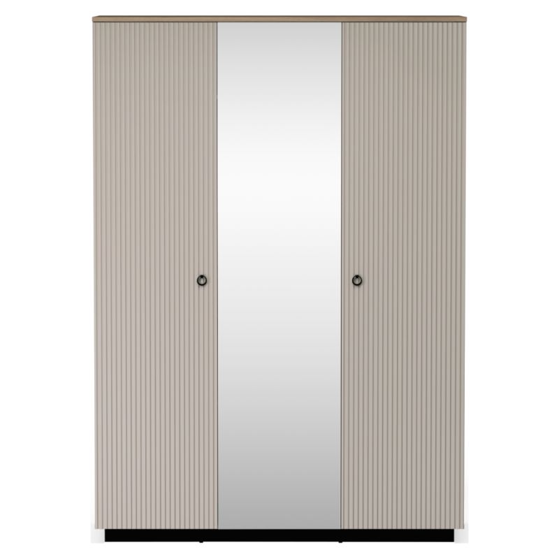 Skriňa, 154cm, kombinovaná, sivohnedá Taupe, dub silverjack, zrkadlo, DOMCA 3D