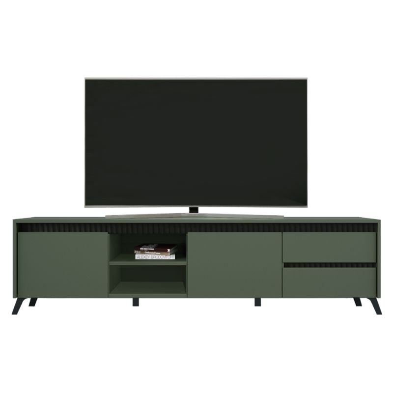 TV stolík, 206cm, smoke zelený, čierny, LONGY RTV2K2So