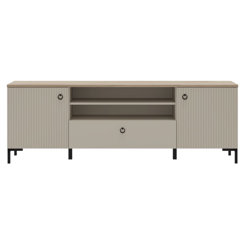 TV stolík, 184cm, sivohnedá Taupe, dub silverjack, DOMCA 2D1S