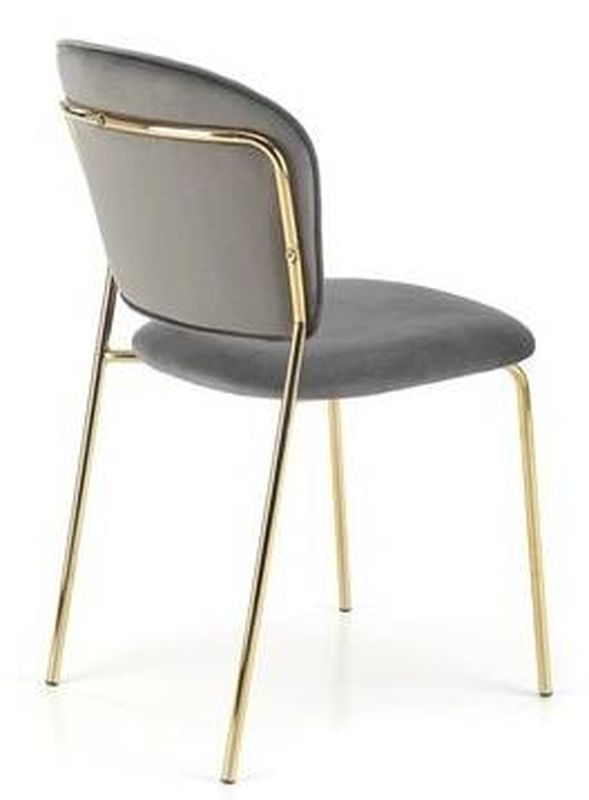 Jedálenská stolička, sivá látka, nohy gold chróm zlatý, K-499