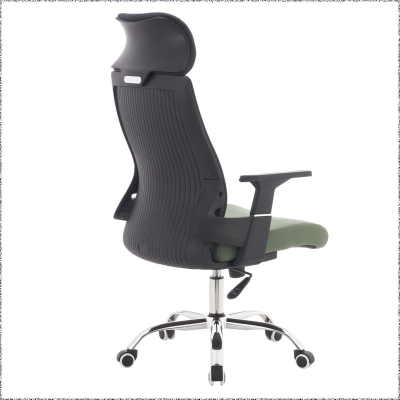 Kancelárske kreslo, zelená látka, tmavosivá sieťovina, chróm, HOLGER