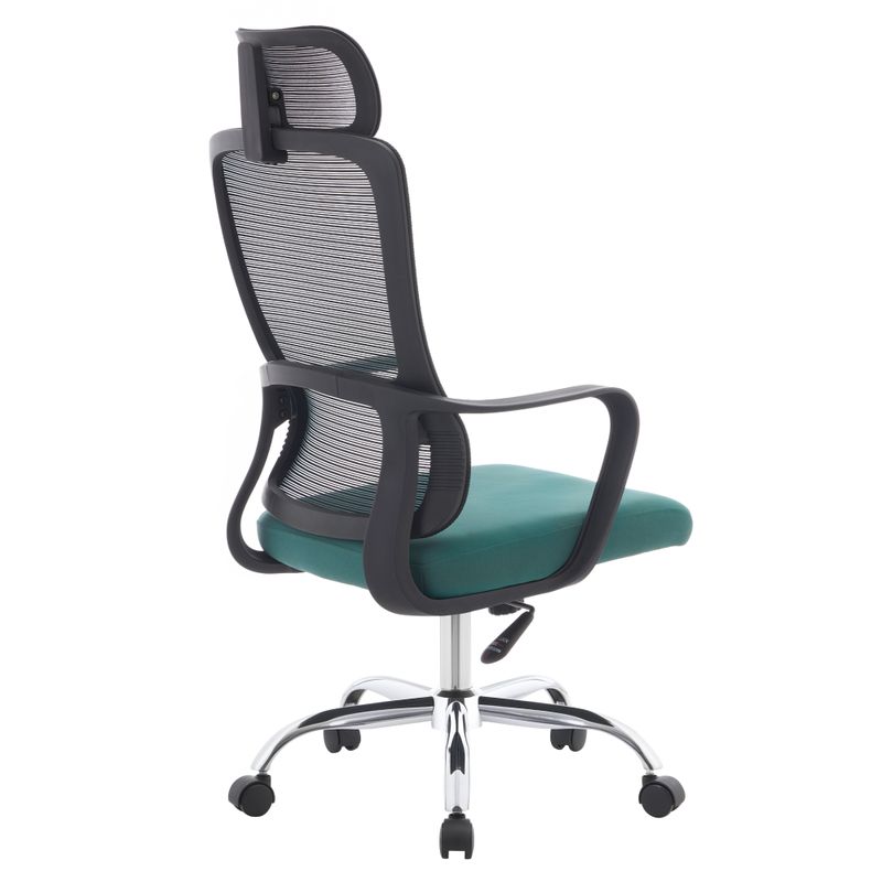 Kancelárske kreslo, zelená látka, čierna sieťovina, chróm, RANDY