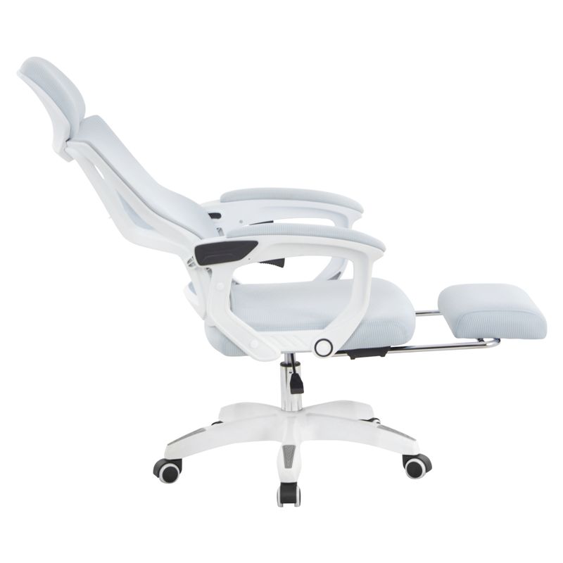 Kancelárske kreslo s podnožkou, svetlosivá sieťovina, biela, MALVIN