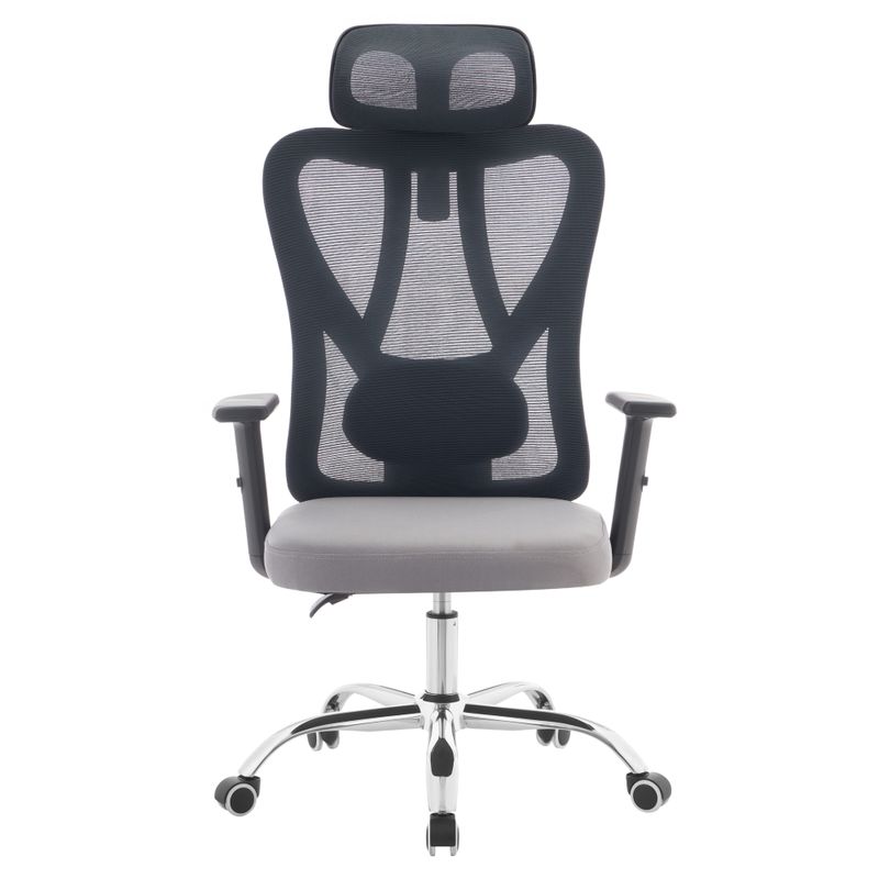 Kancelárske kreslo, svetlosivá látka, tmavosivá sieťovina, chróm, ADEMIR