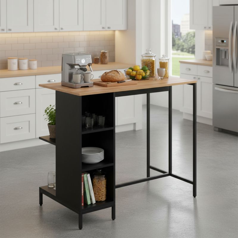 Kuchynský ostrovček, 100x60 cm, dub, čierny, FIGO