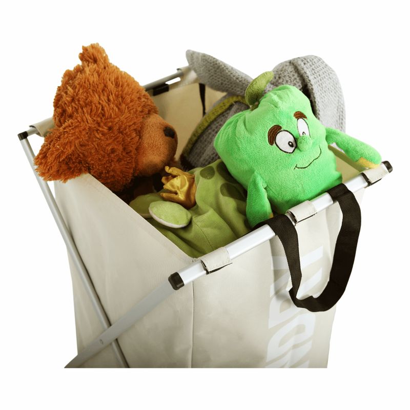 Kôš na prádlo, 35cm, látkový, sivobéžový, LAUNDRY NEW TYP 1