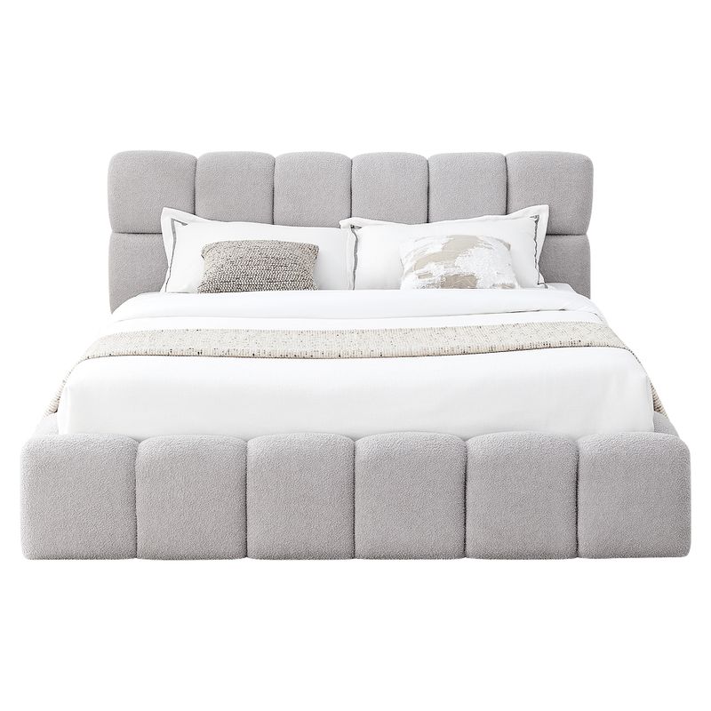 Manželská posteľ, 160x200, s roštom, sivá látka, SORELA