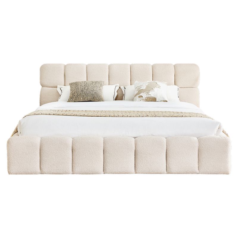 Manželská posteľ, 180x200, s roštom, béžová látka, SORELA