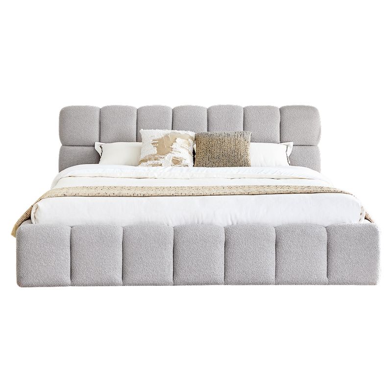 Manželská posteľ, 180x200, s roštom, sivá látka, SORELA