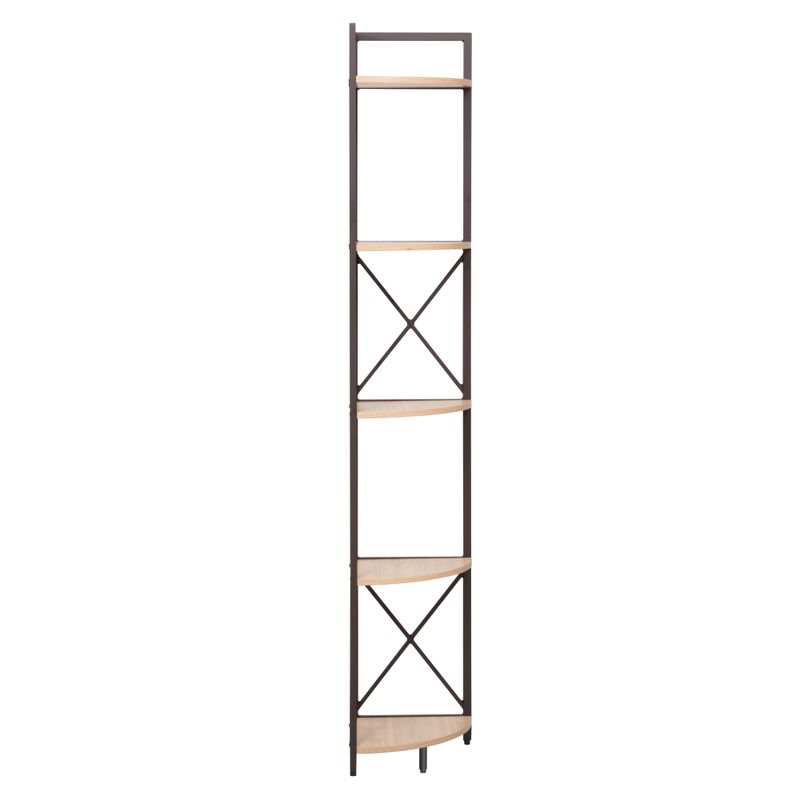 Rohový regál s policami, 30cm, dub, čierny, PASOKO