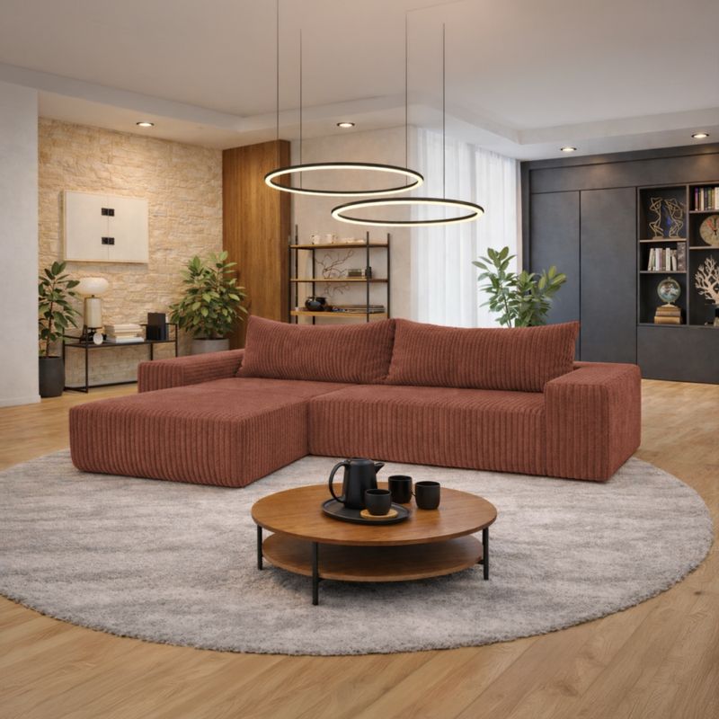 Univerzálna sedacia súprava, hnedá látka, PREMA ROH UNI