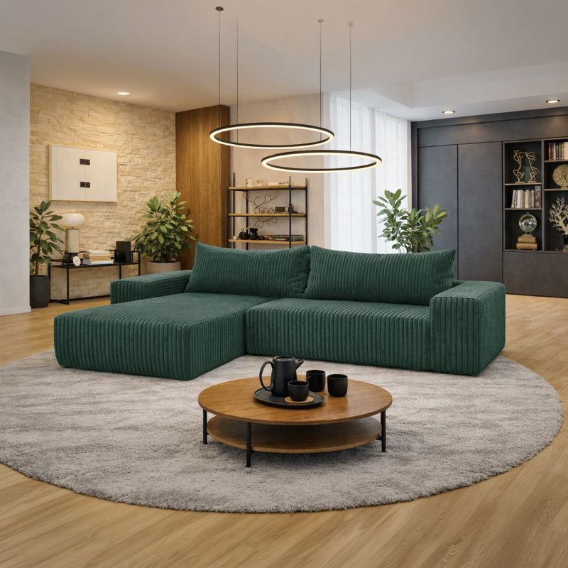 Univerzálna sedacia súprava, zelená látka, PREMA ROH UNI