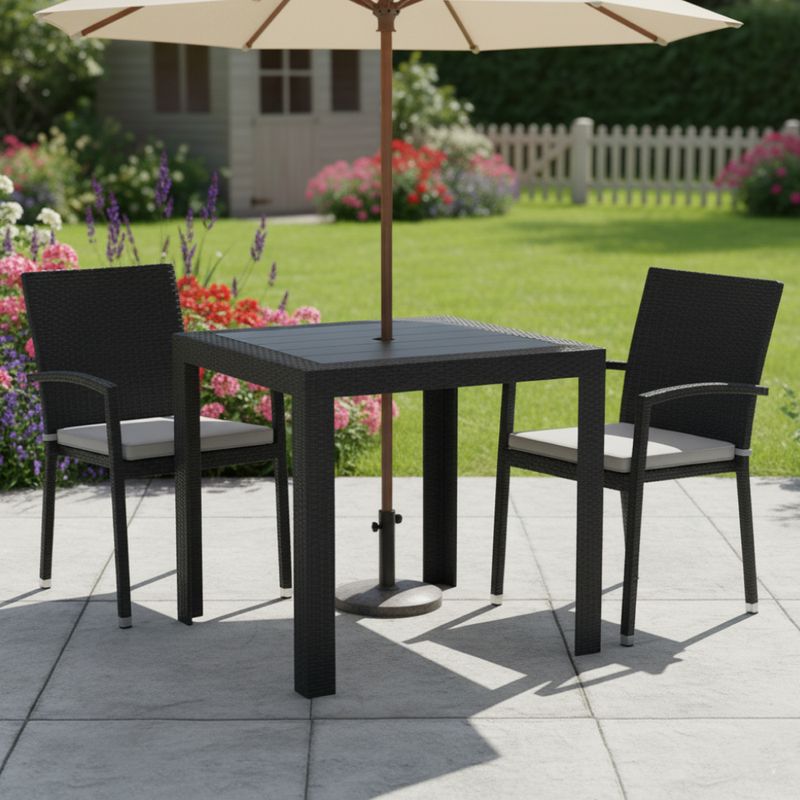 Záhradný stôl, 79x79cm, antracit, plast, KINGY NEW