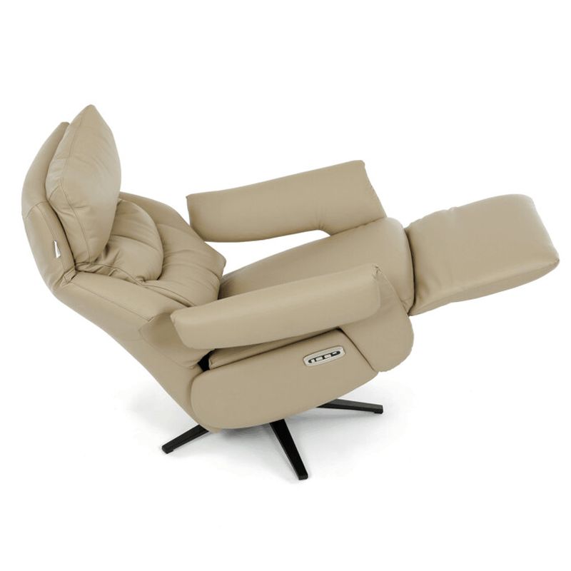 Relaxačné kreslo elektrické, zabudované ovládanie, krémová koža, TV-B3980 CRM3