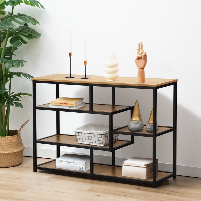 Regál, 114cm, čierny, dub, BILOTE NEW TYP 2
